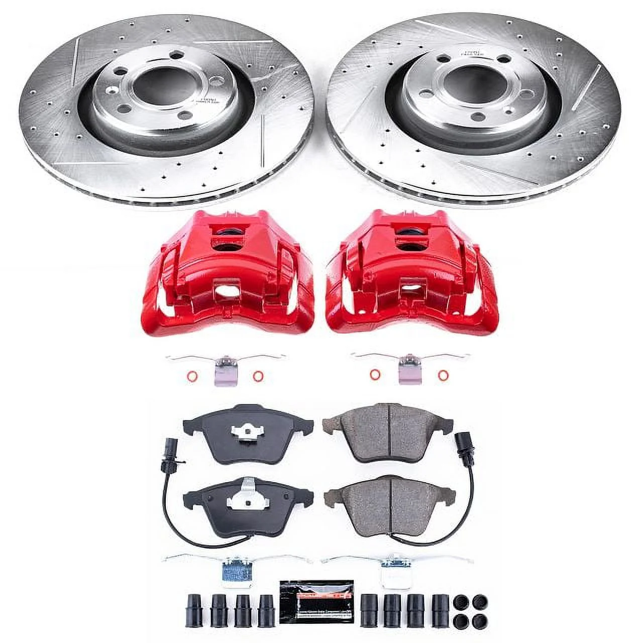 Power Stop Front Z23 Evolution Brake Pad and Rotor Kit with Red Powder Coated Calipers KC2993