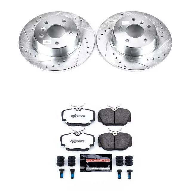 Power Stop Rear Z26 Street Warrior Brake Pad and Rotor Kit with Red Powder Coated Calipers KC6152-26