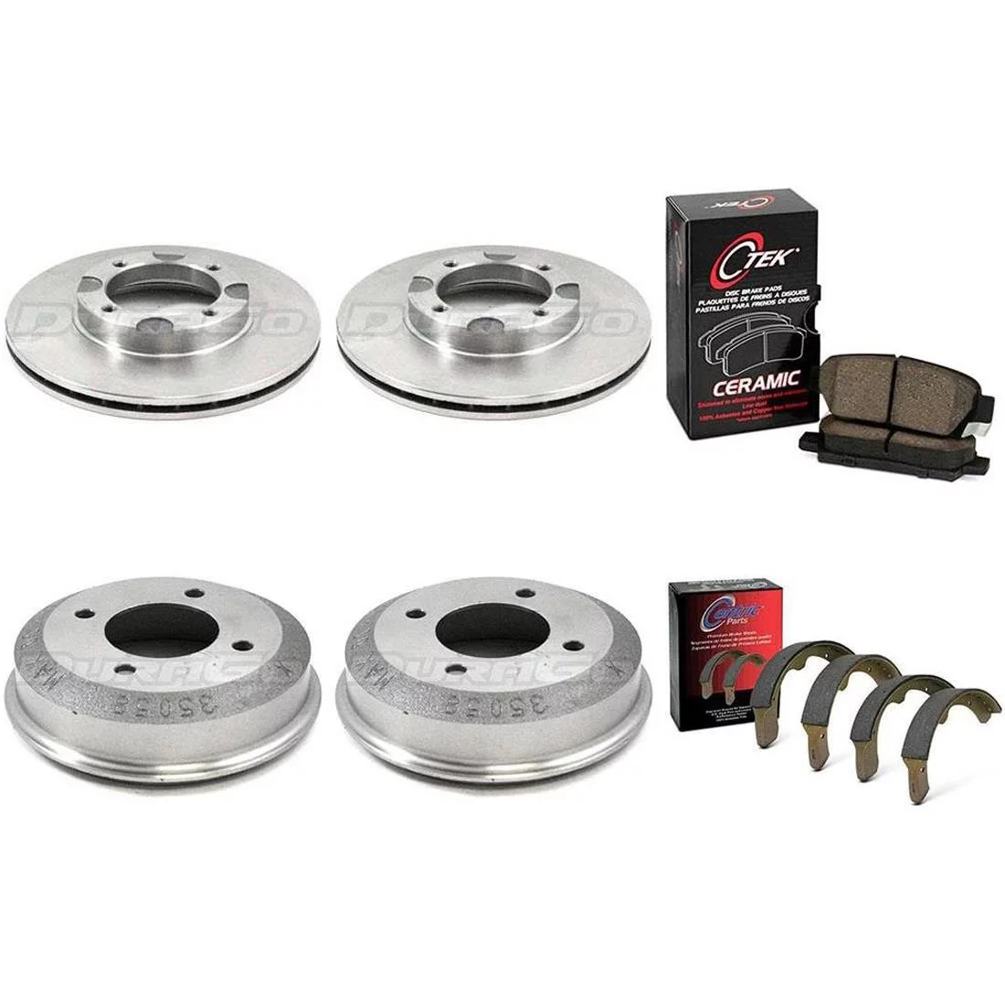Fits 1997 Hyundai Accent Brake Rotors & Ceramic Pads + Brake Drums & Shoes