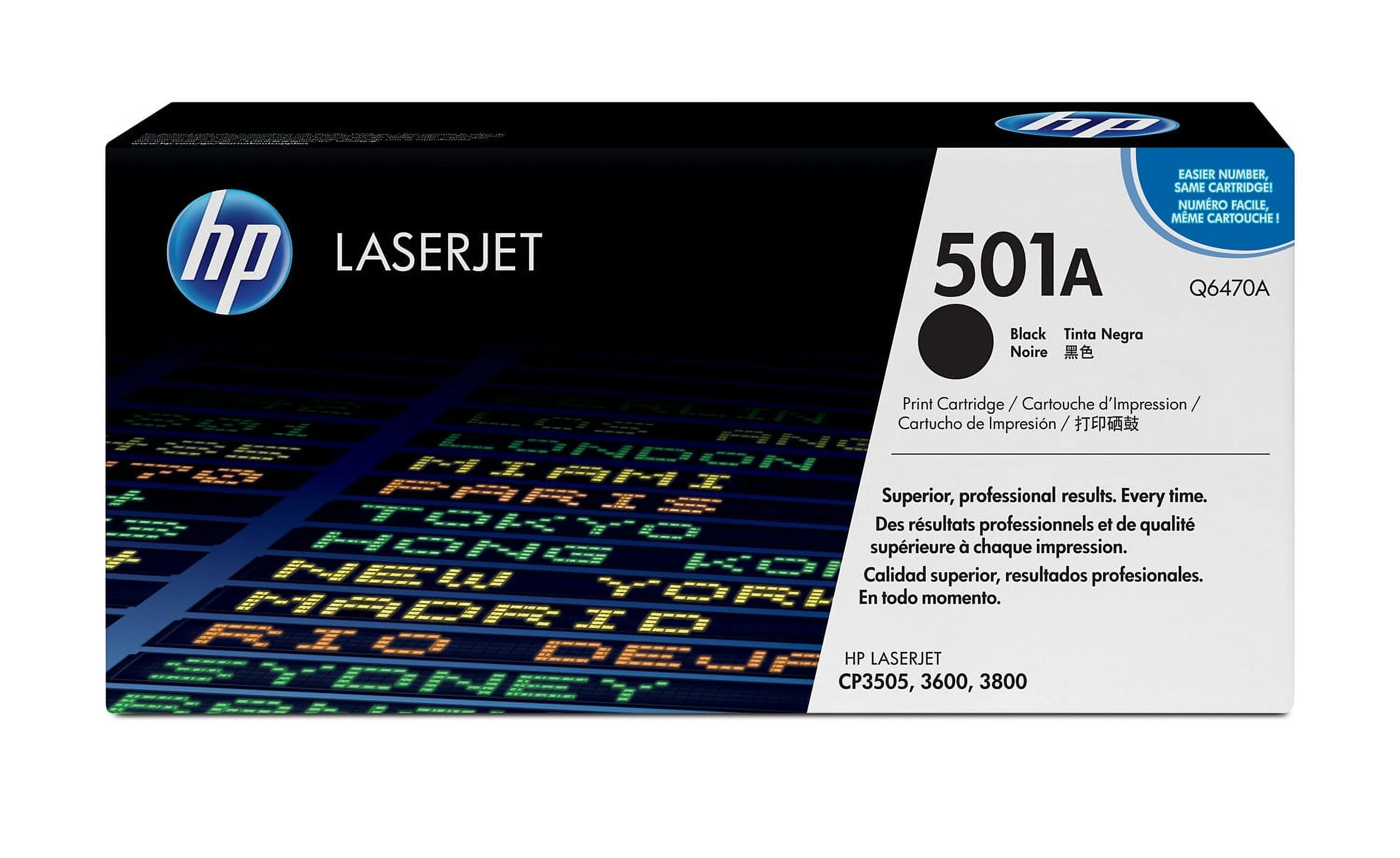 HP 501A Black Original LaserJet Toner Cartridge, ~6,000 pages, Q6470A