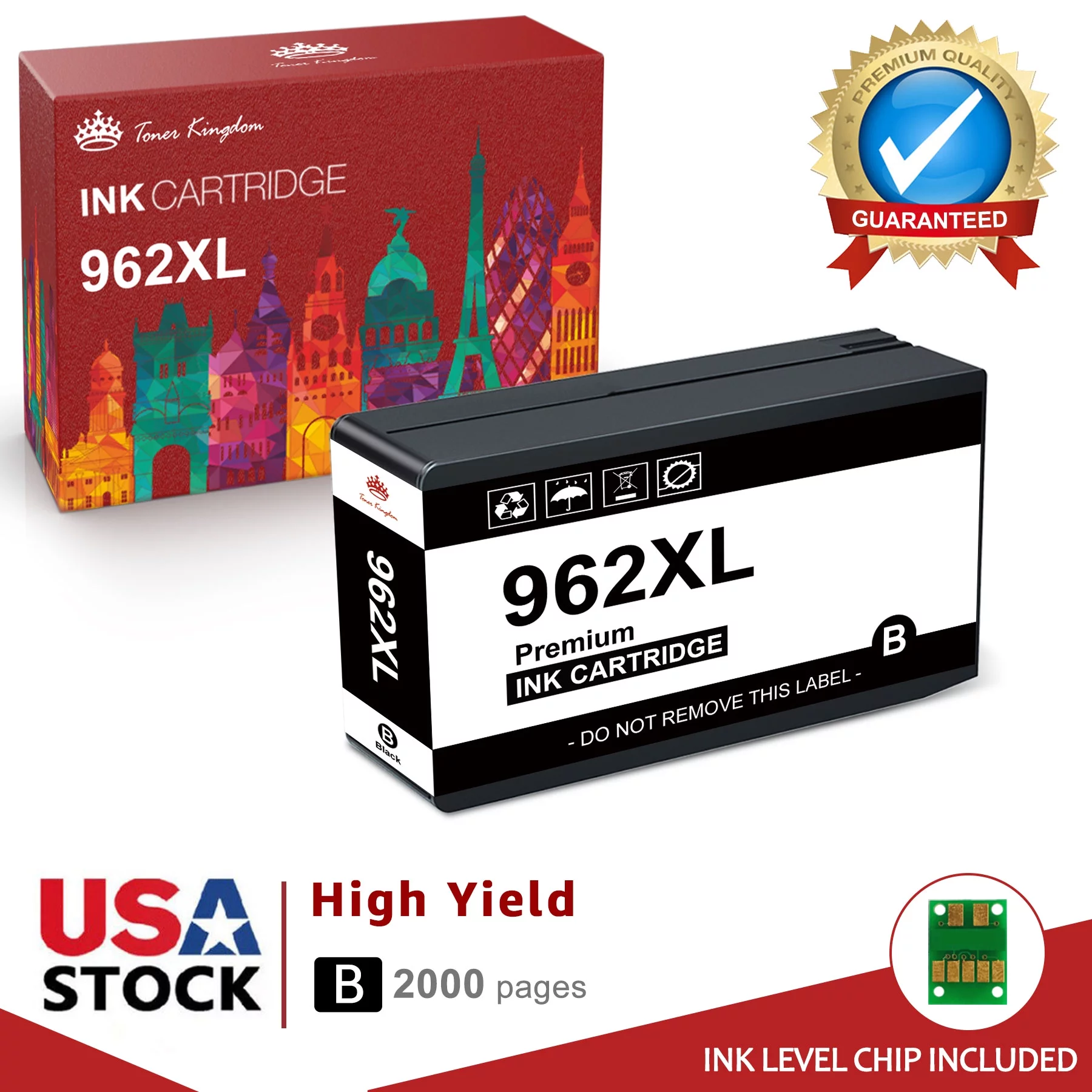 High Yield 962XL Black Replacement for HP 962 XL Ink for OfficeJet Pro 9015 9010 9025 9020 9018 9012 9028, 1 Pack