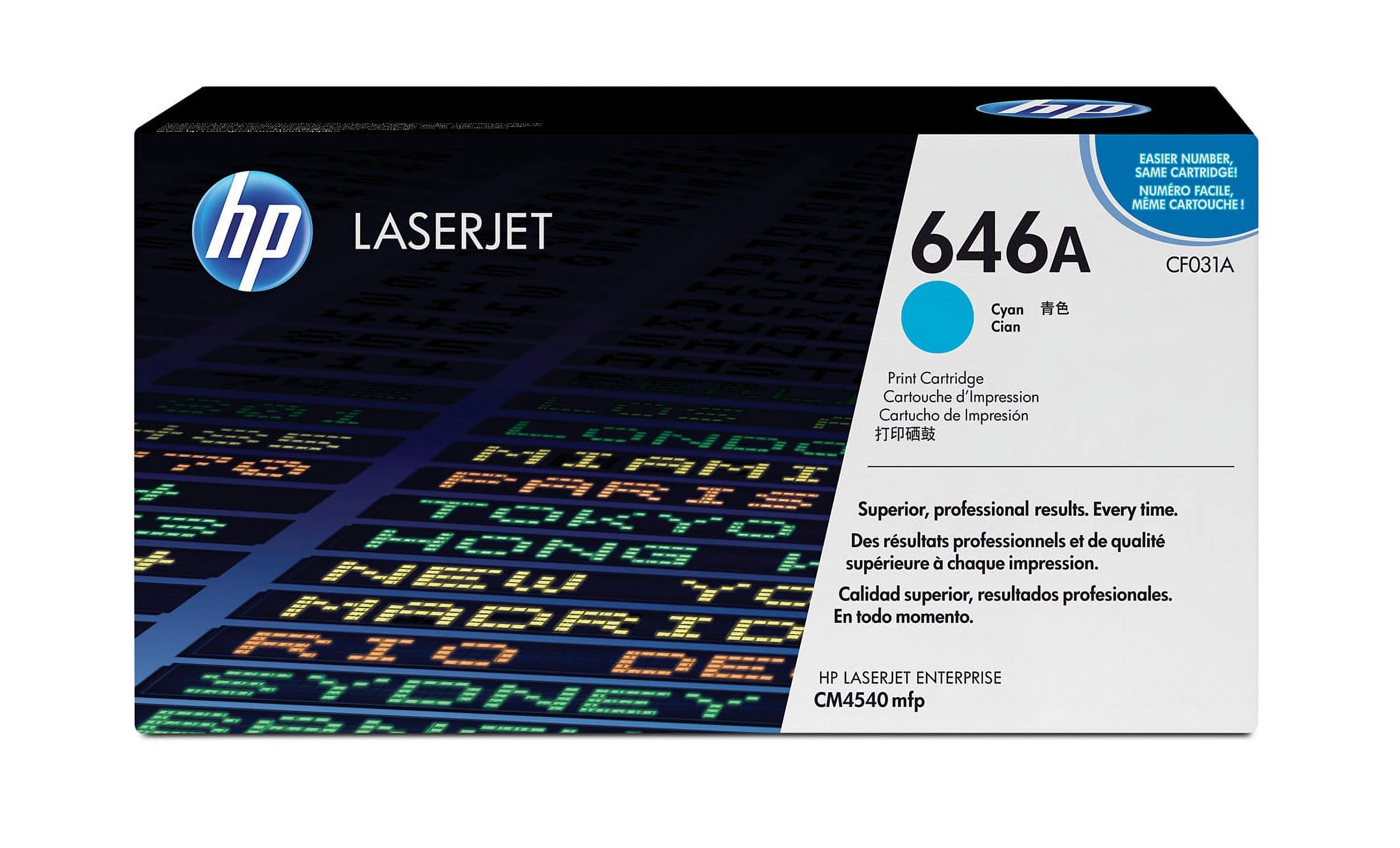 HP 646A Cyan Original LaserJet Toner Cartridge, ~12,500 pages, CF031A
