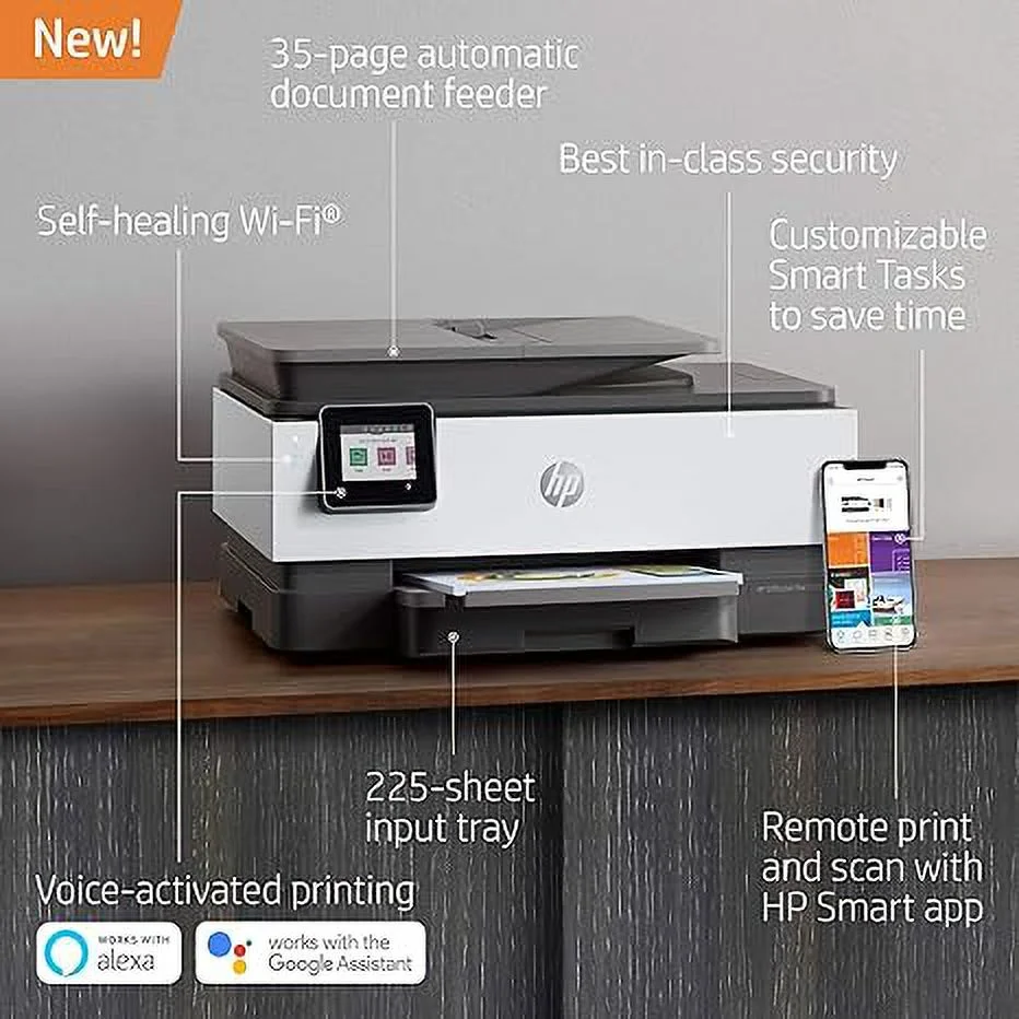 Restored HP OfficeJet Pro 8020 All-in-One Wireless Printer Scan Fax Mobile Print 1KR62A (Refurbished)