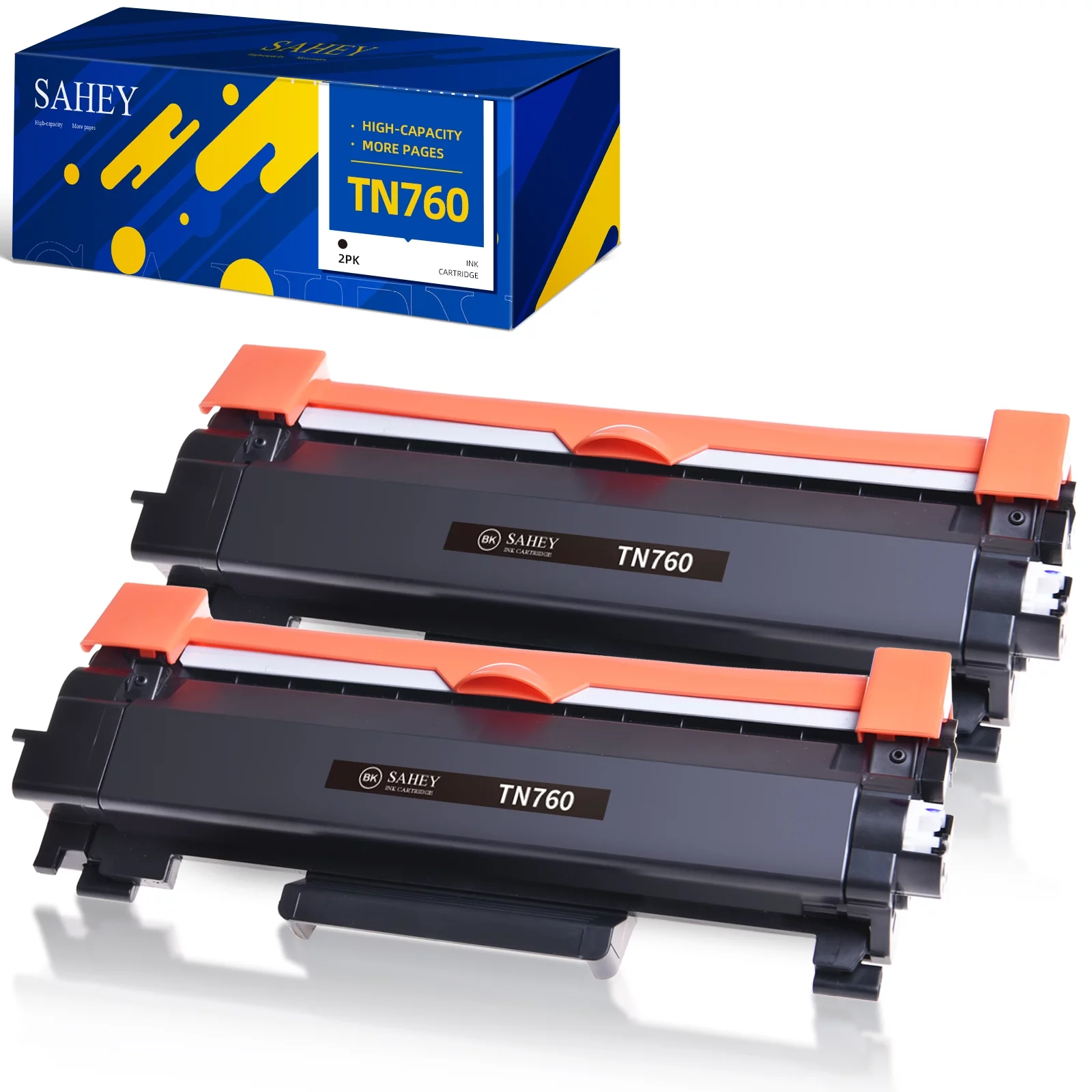 TN760 Black Toner Cartridge Replacement Compatible for Brother TN760 TN-760 TN730 (2 Black)