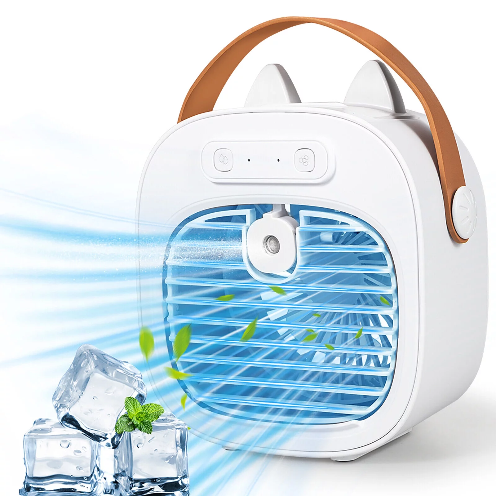 JahyShow Portable Air Conditioners, 4000mAh Rechargeable Mini Small Desk Personal Air Cooler with 3 Speeds-White