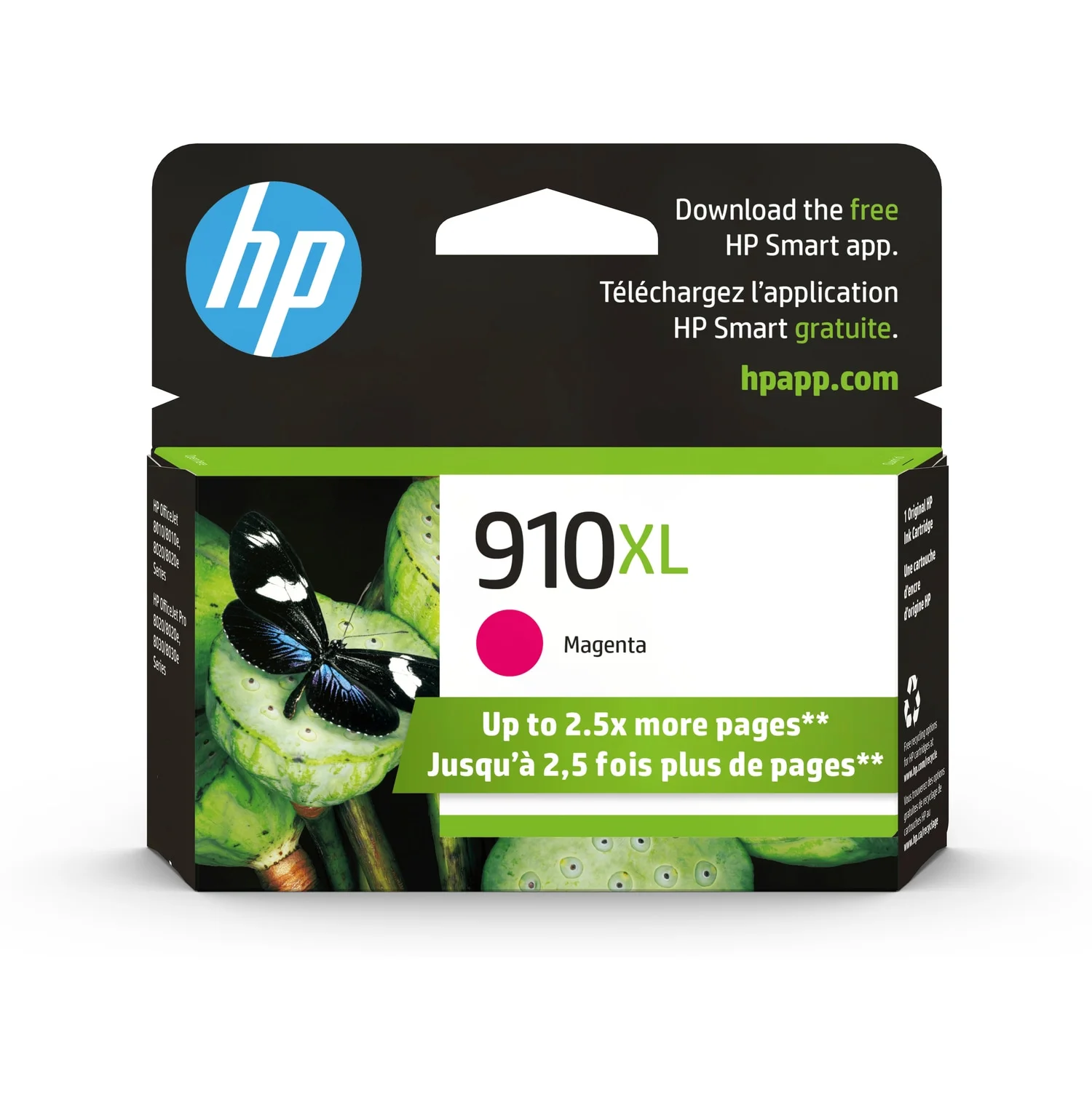 HP 910XL High Yield Magenta Original Ink Cartridge, ~825 pages, 3YL63AN#140