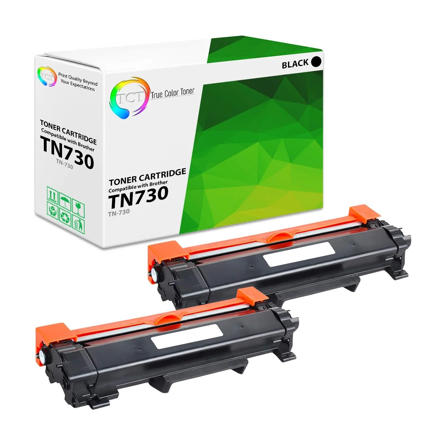 TCT Compatible Toner Cartridge Replacement for the Brother TN730 Series - 2 Pack Black