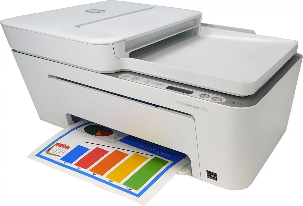 HP 3XV13A DeskJet Plus 4155 Wireless AIO Desktop Printer - White, Open Box