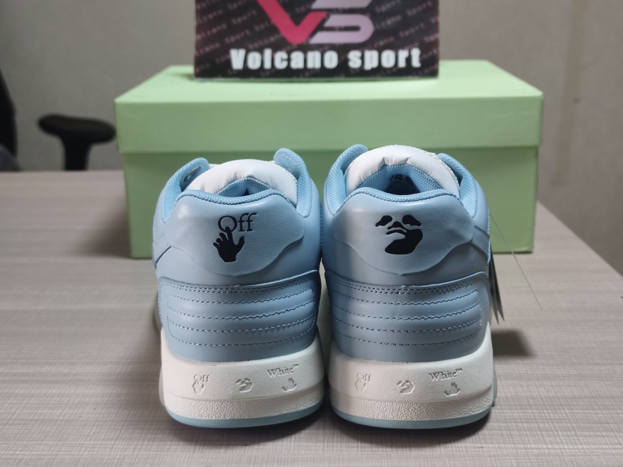 OFF-WHITE OOO Low Out Of Office Calf Leather White Light Blue
