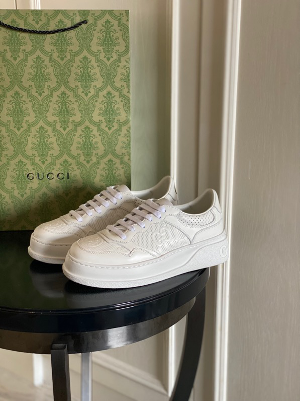 Gucci  Leather Web Sneakers White