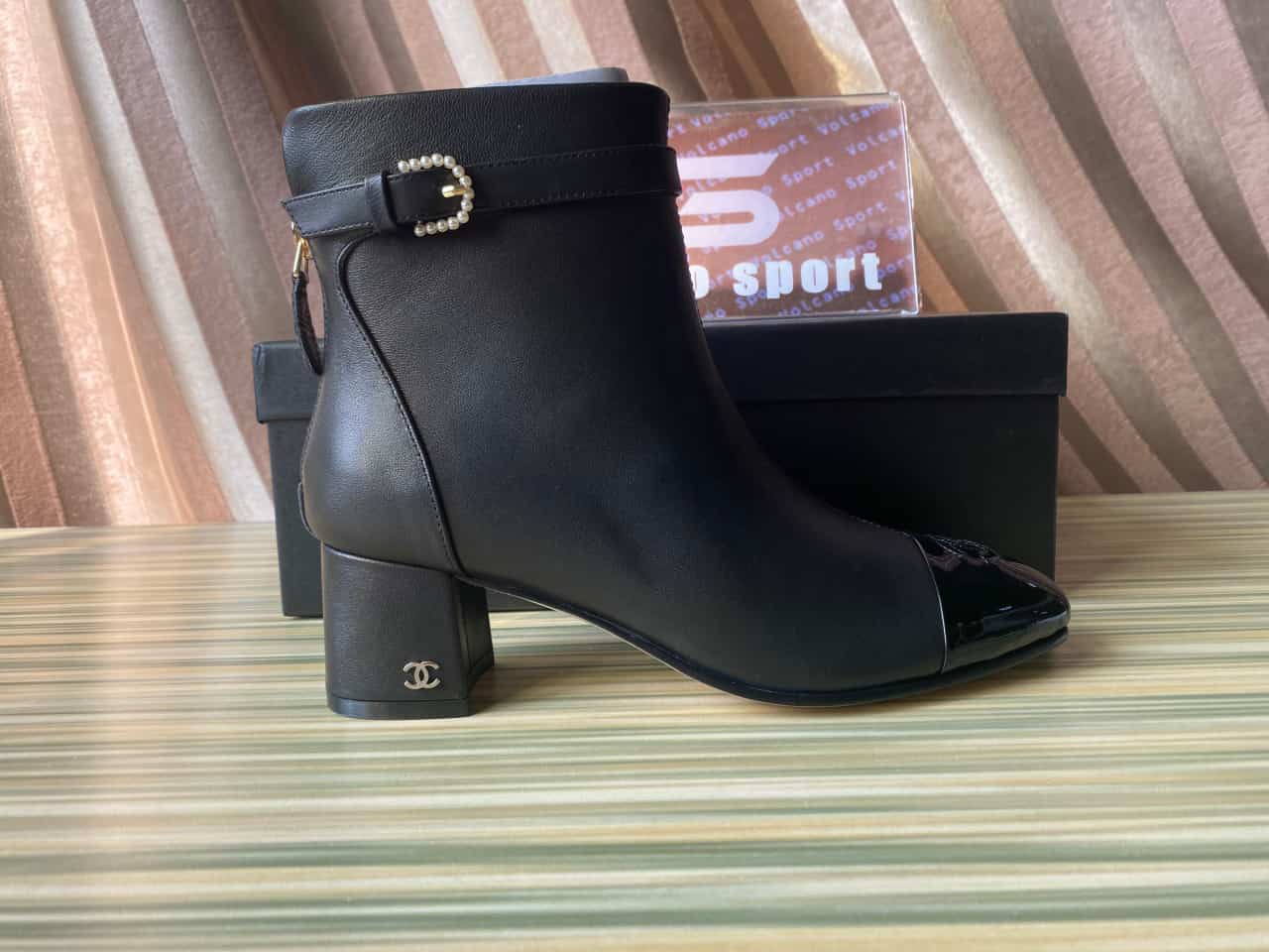 Chanel Black Lambskin Leather Boots