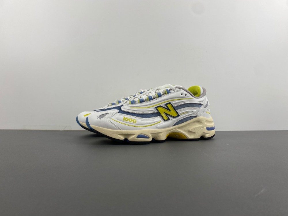 New Balance White & Blue 1000 Sneakers