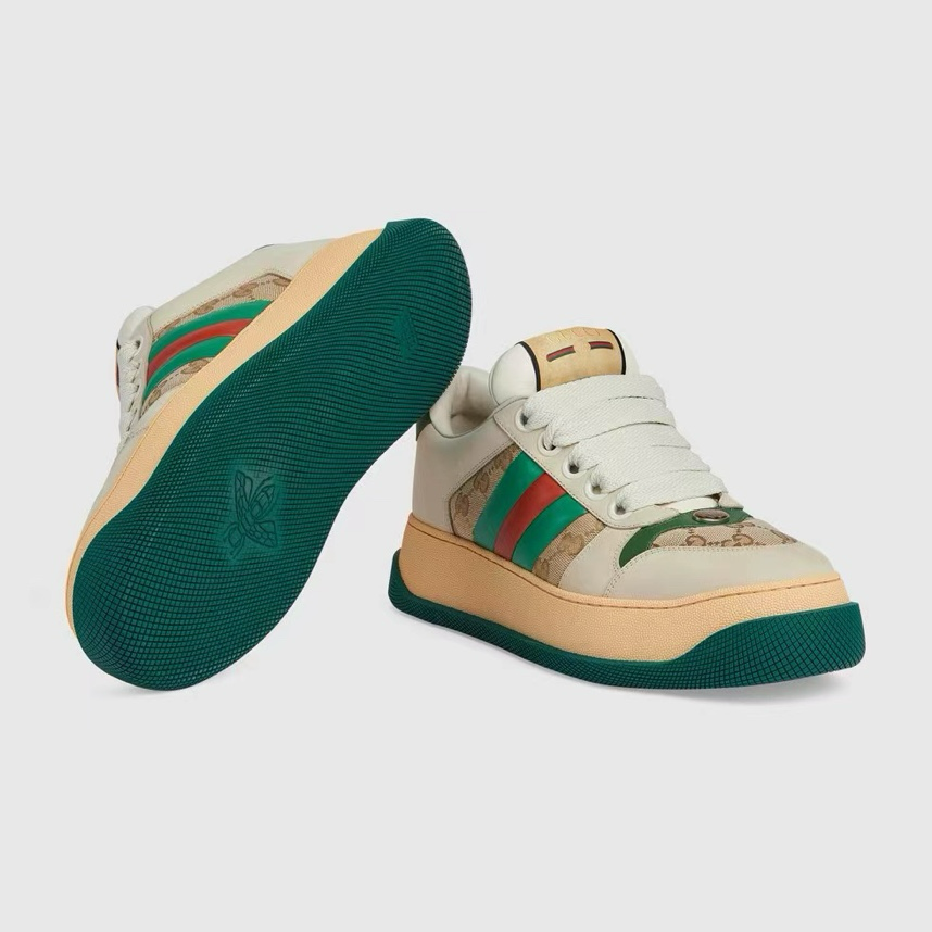 Gucci Screener GG Sneakers Beige Brown Green