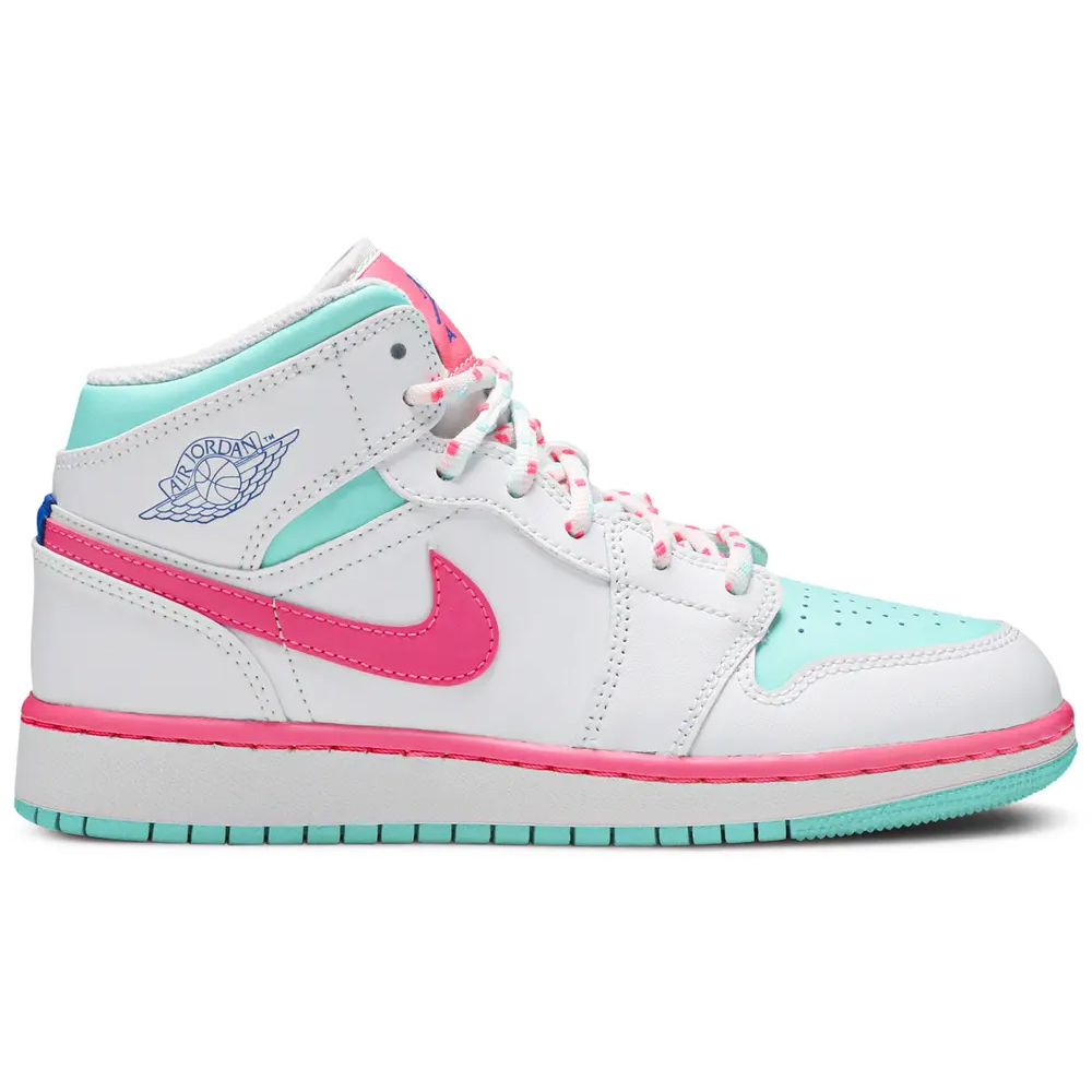 Jordan 1 Mid White Pink Green Soar 555112-102