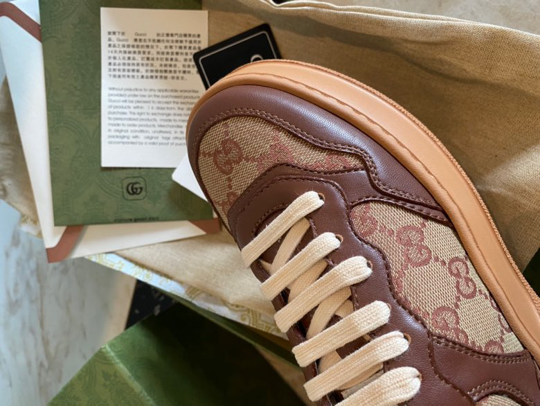 Gucci  Leather Web Sneakers Brown