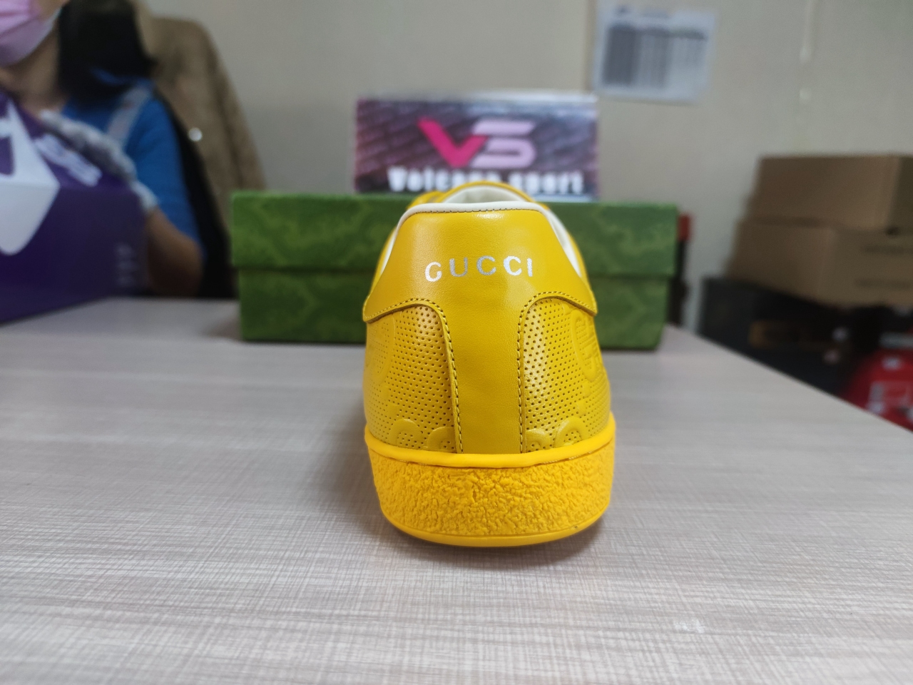 GUCCI Ace GG Embossed Yellow