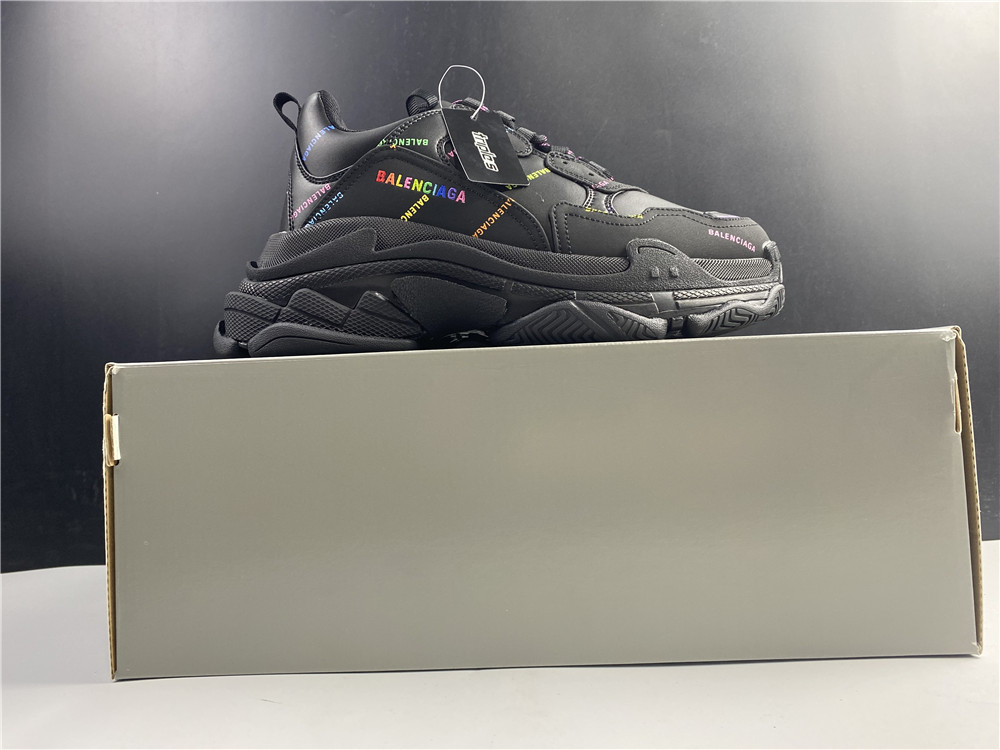 BALENCIAGA Technical Fabric Allover Logo Womens Triple S Sneakers