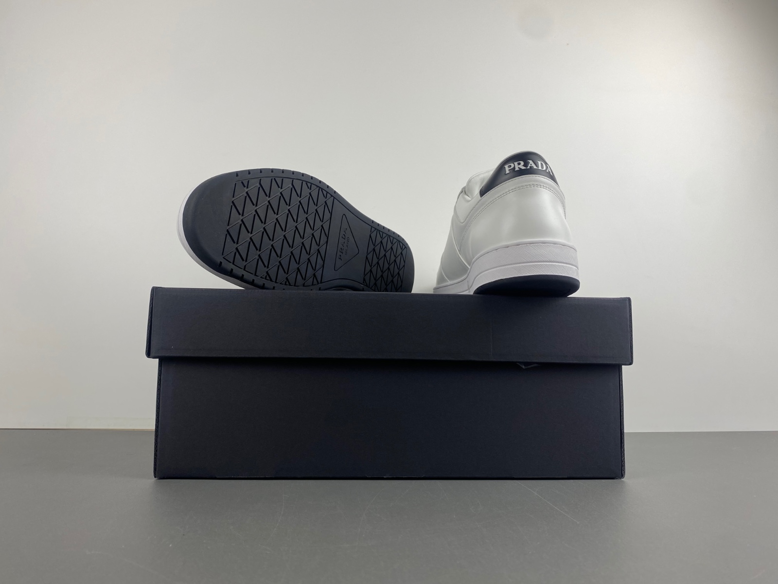 Prada Downtown Low Top SneakersLeather White White Black