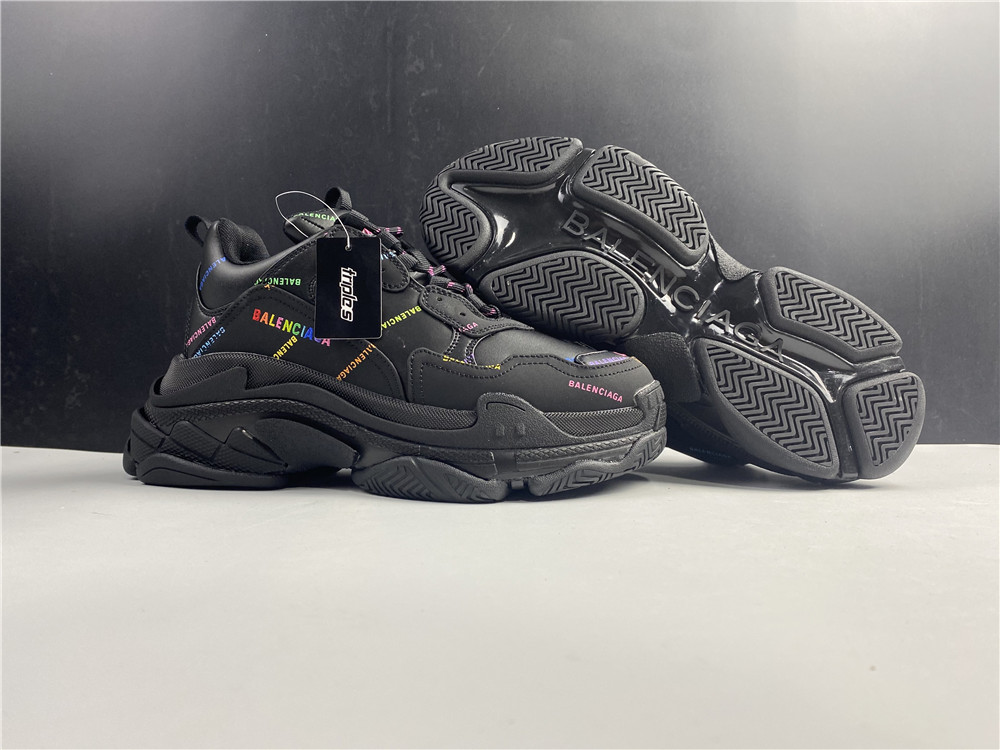 BALENCIAGA Technical Fabric Allover Logo Womens Triple S Sneakers
