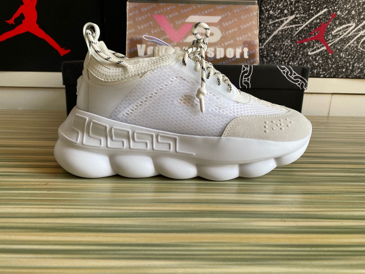 Versace chain reaction sneakers optic white
