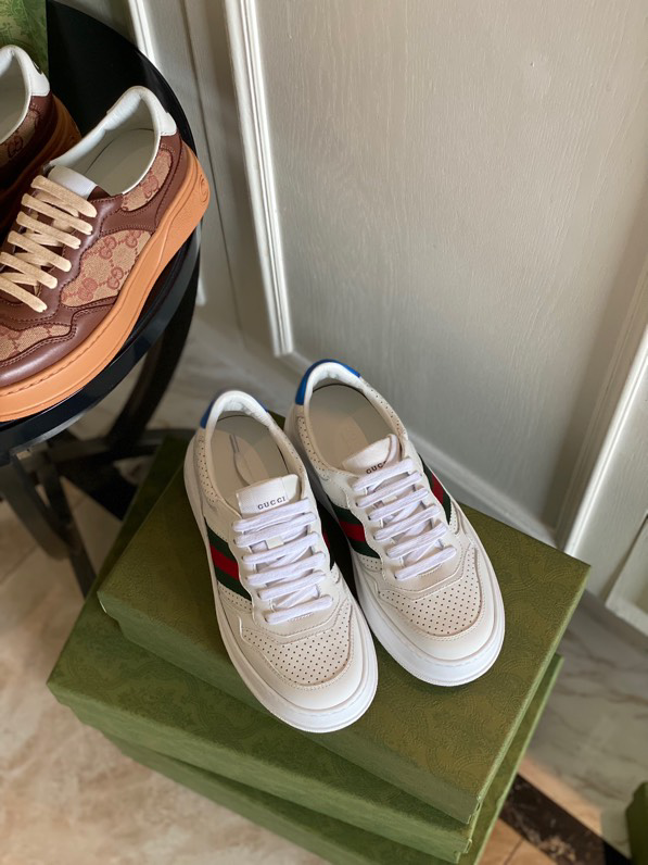 Gucci  Leather Web Sneakers White