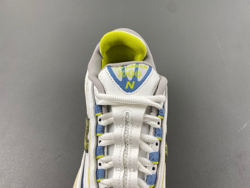New Balance White & Blue 1000 Sneakers