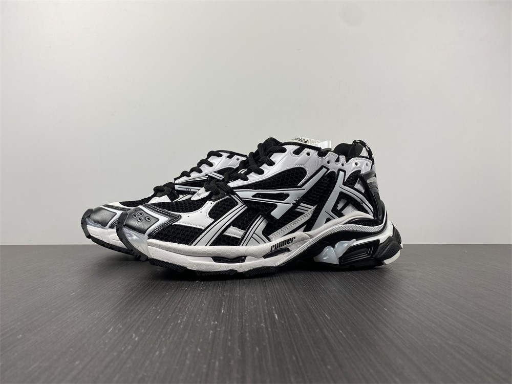 Balenciaga Runner Sneakers in Black and White Polyurethane