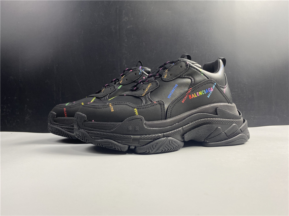 Balenciaga Wmns Triple S Sneaker 'Allover Logo - Black Multi-Color'