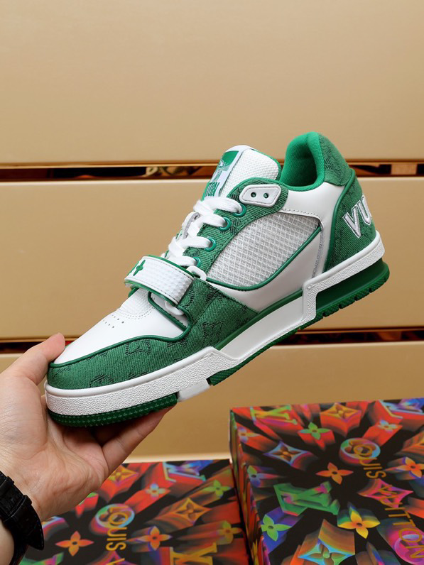 Louis Vuitton Trainer Green Monogram Denim