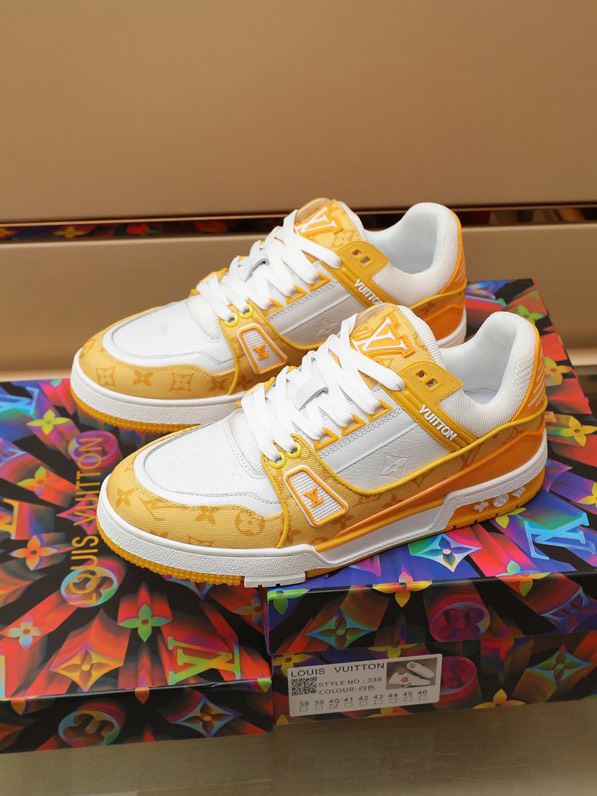 Louis Vuitton Trainer Yellow Monogram Denim White