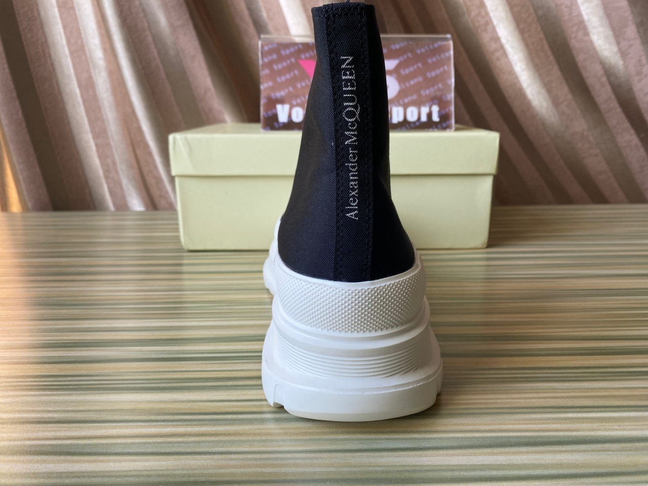 Alexander McQueen Tread Slick Lace Up Boot Black White