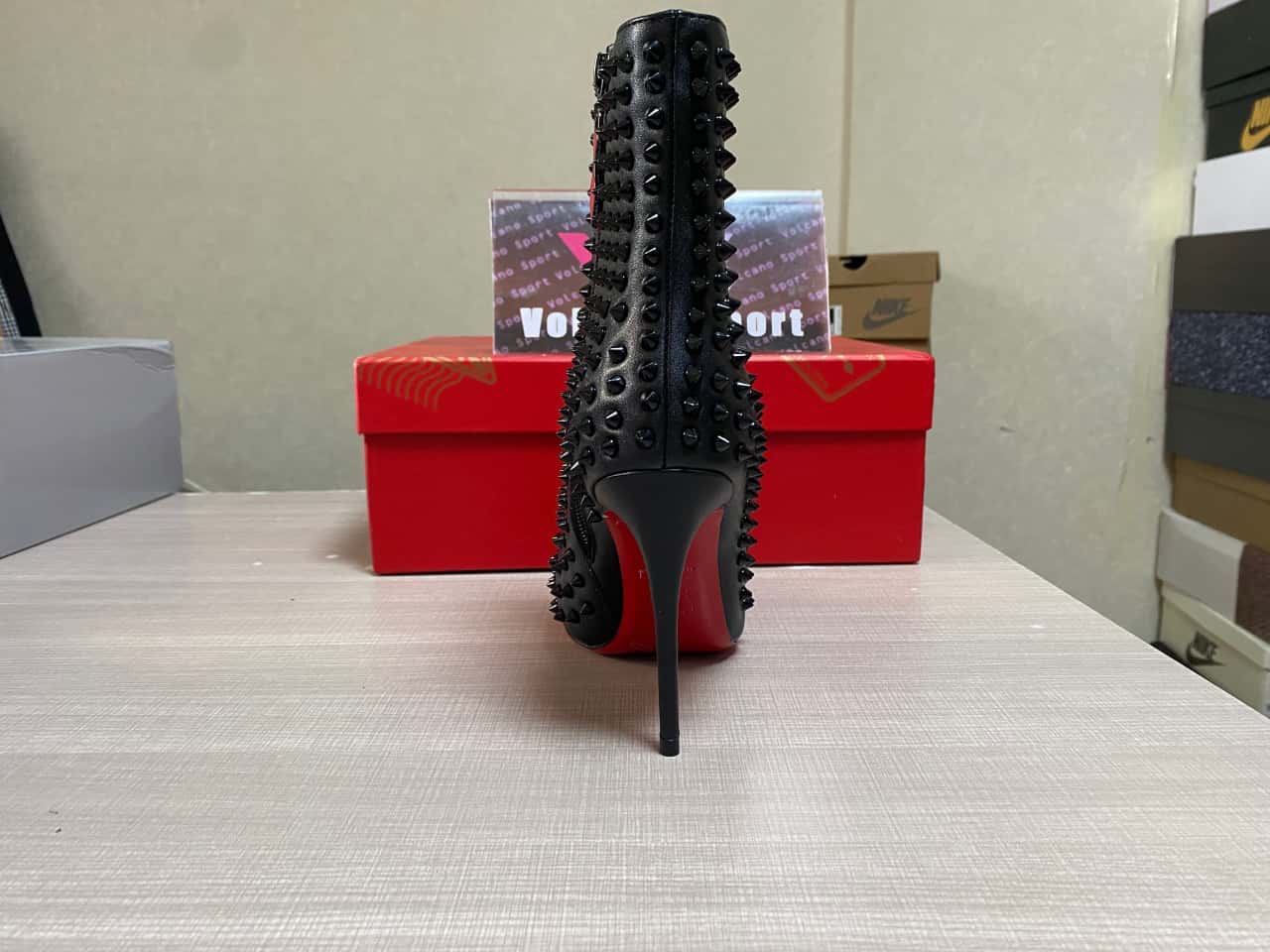 Christian Louboutin Black Snakilta 120 Spiked Leather Ankle Boots