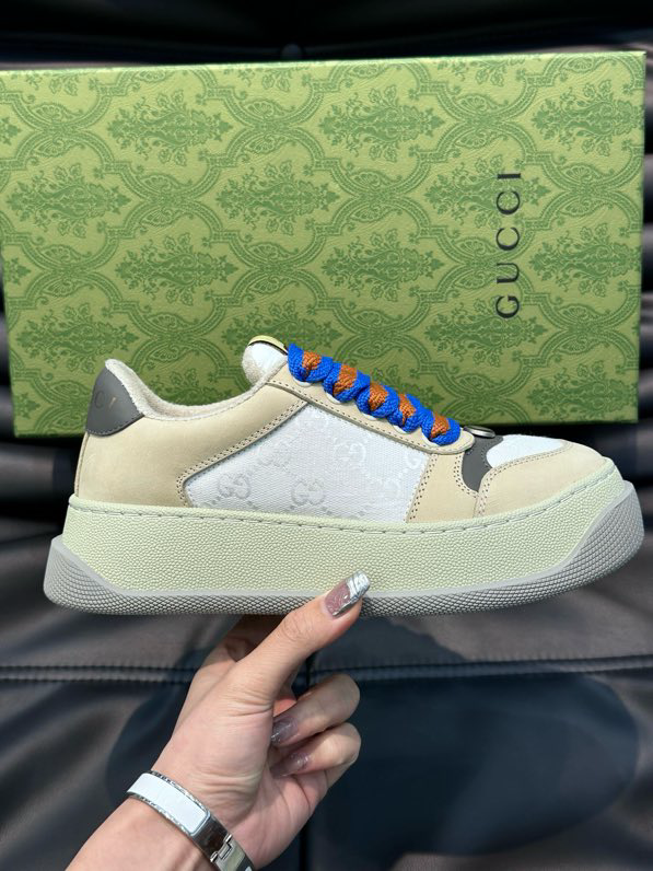 Gucci Screener GG Sneakers White Beige Grey