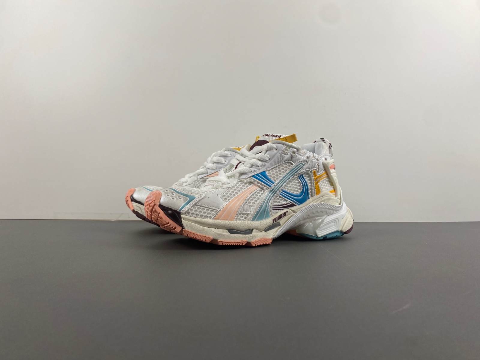 BALENCIAGA Runner Sneakers White Yellow Pink Blue 772774-W3RNY-0326