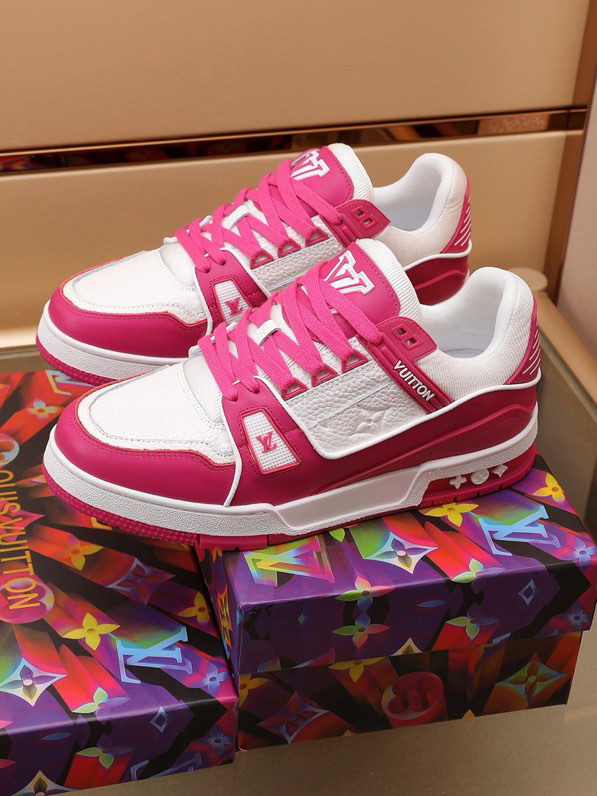 Louis Vuitton Trainer Low White Fuchsia