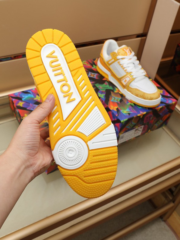 Louis Vuitton Trainer Yellow Monogram Denim White