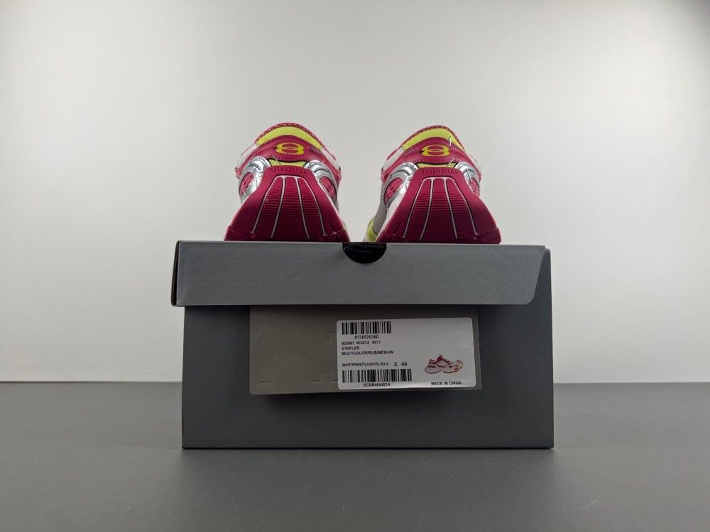 Balenciaga Stapler Sneaker White red fluorescent green