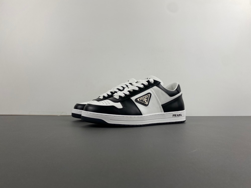 Prada Downtown Low Top Sneakers Leather White Black