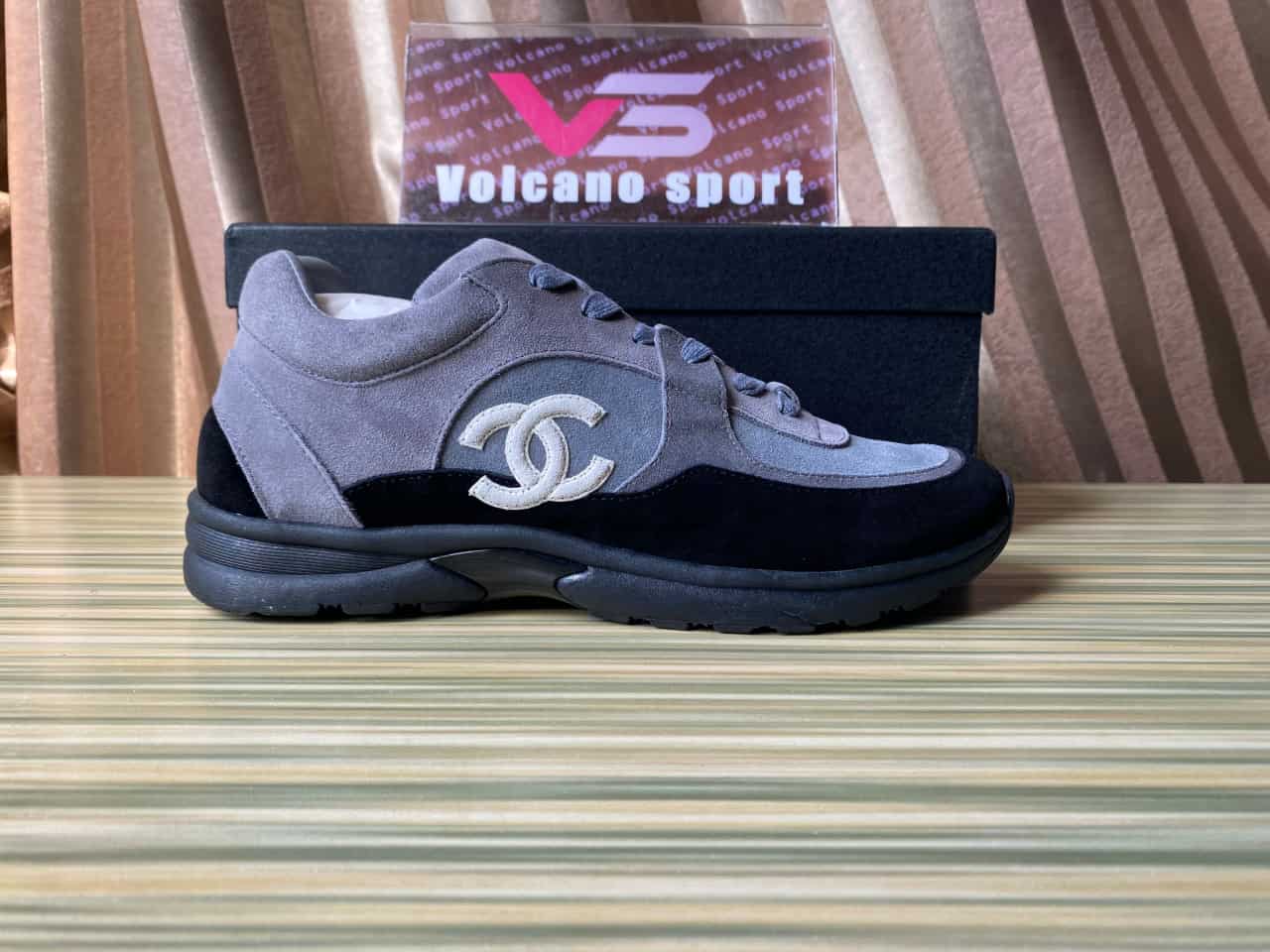Chanel chamois leather Black Grey Sneakers