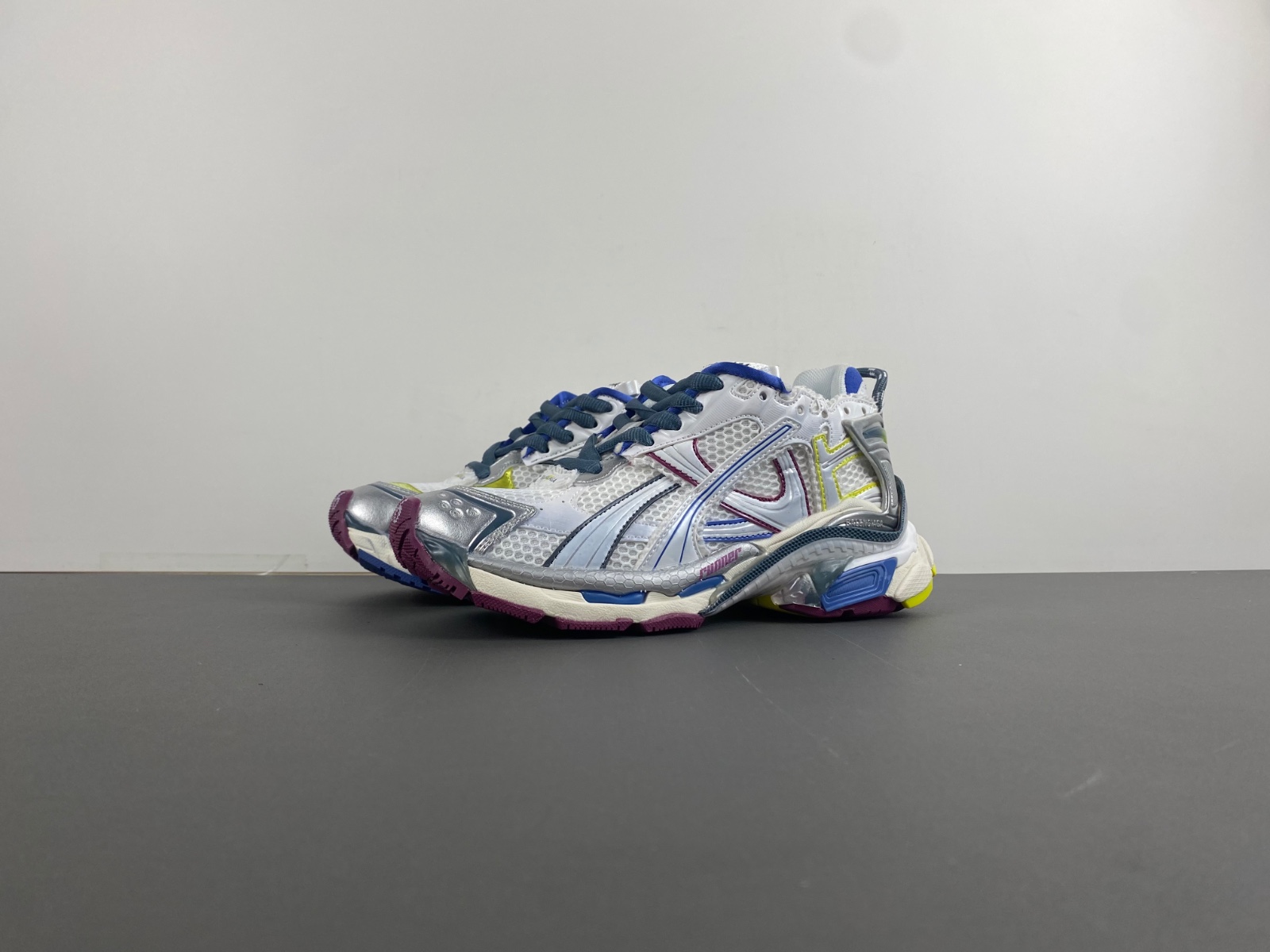 Balenciaga Runner Sneaker in White/Blue/Yellow/Wine Red