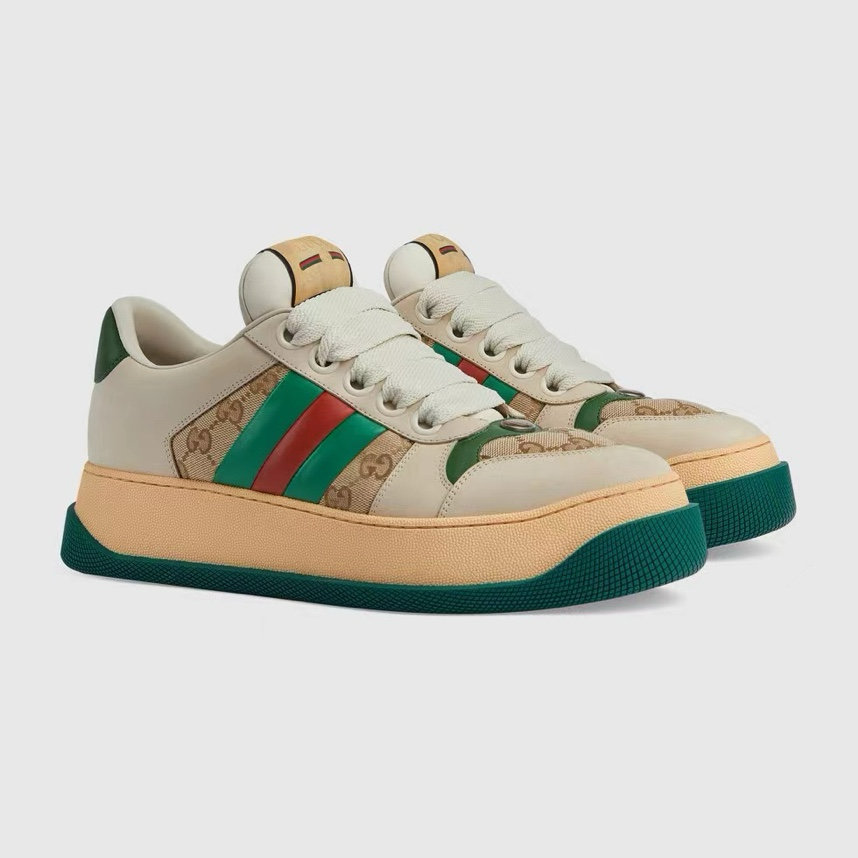 Gucci Screener GG Sneakers Beige Brown Green