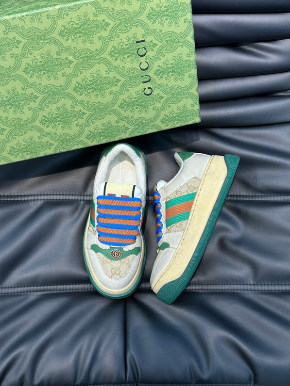 Gucci Screener GG Sneakers Yellow Green Light Brown