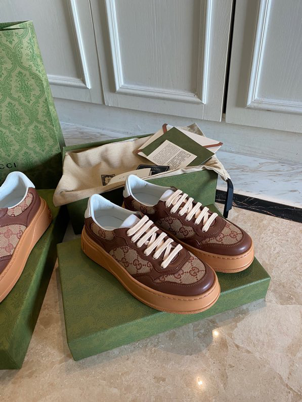 Gucci  Leather Web Sneakers Brown