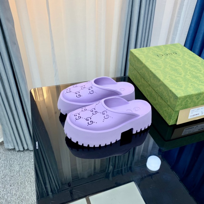 Gucci perforated GG platform mules Purple