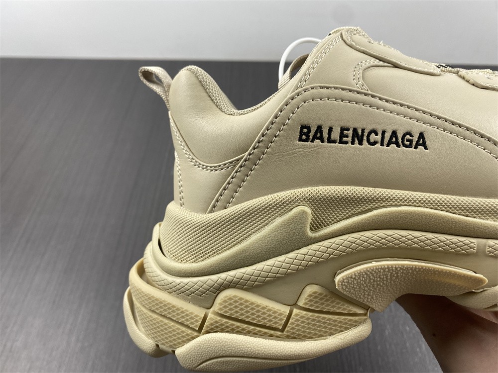 Balenciaga Beige Faux Leather Triple S Sneakers