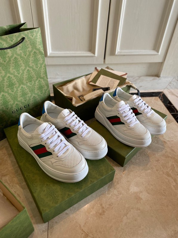 Gucci  Leather Web Sneakers White