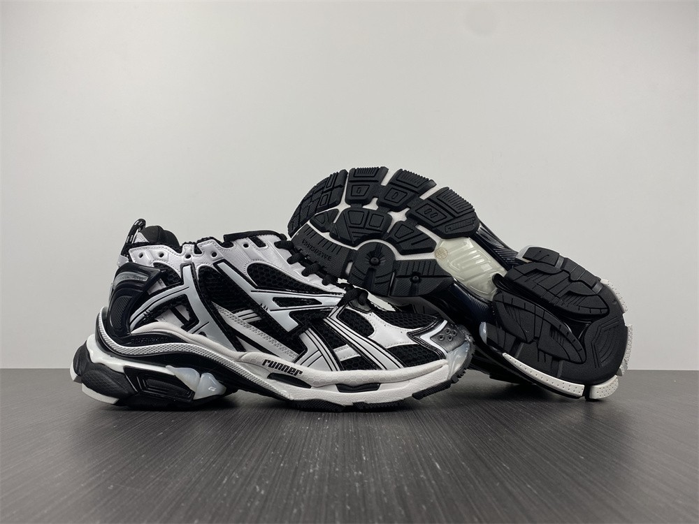 Balenciaga Runner Sneakers in Black and White Polyurethane