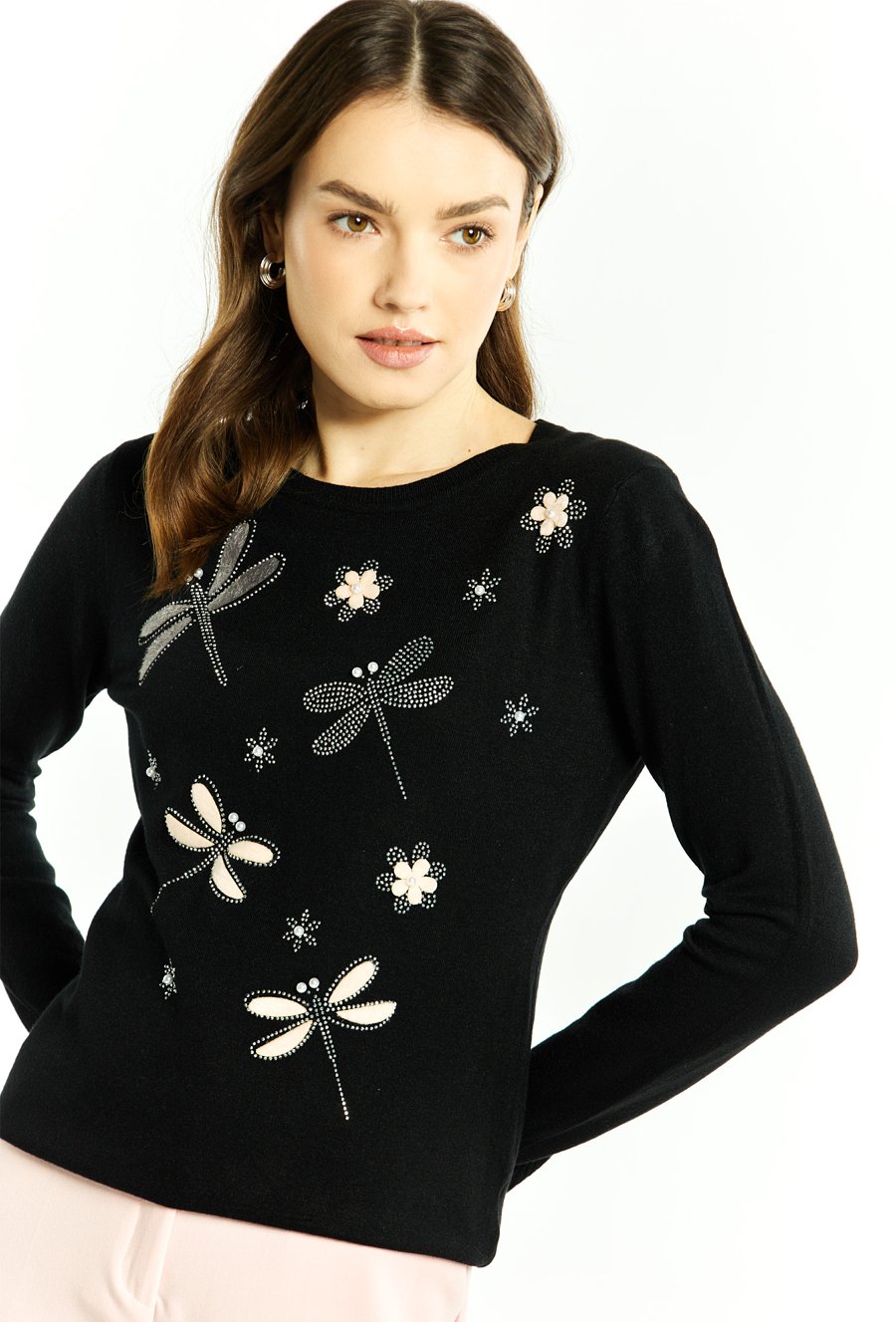 Sweter damski z aplikacjami