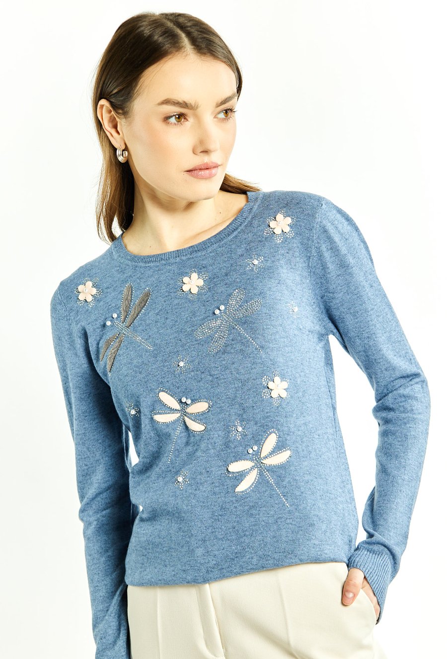 Sweter damski z aplikacjami