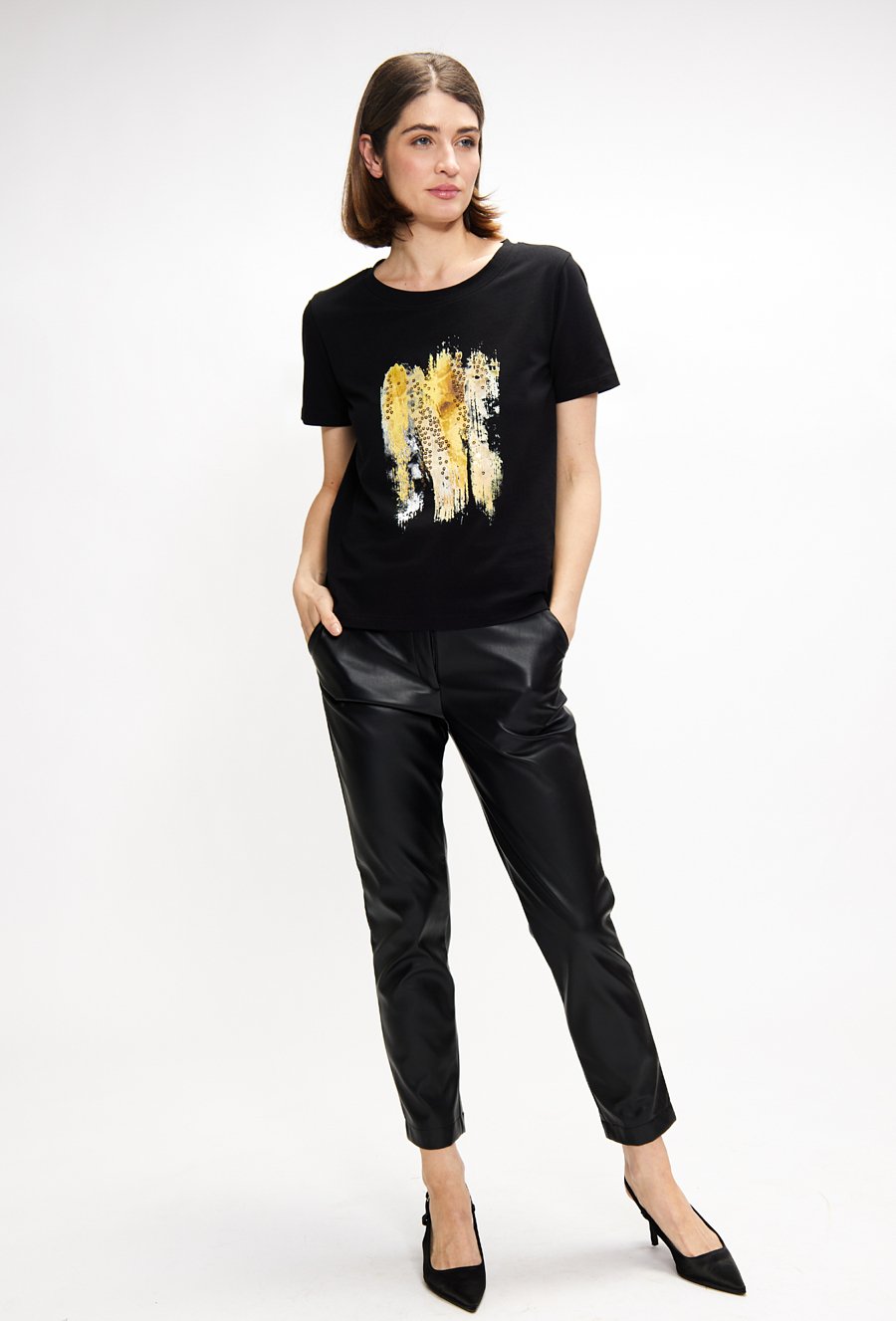T-shirt damski z cekinami